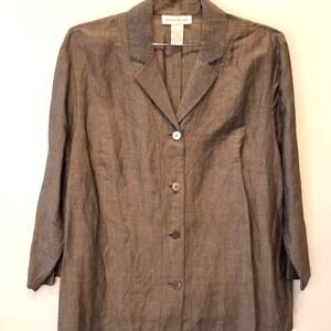 Jones New York Vintage 90s Linen Blouse Comfortable Long Sleeve Women's Size XXL